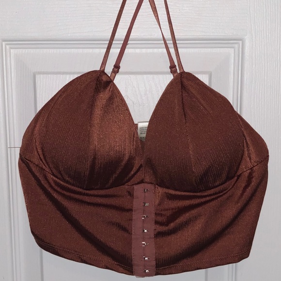 Shiny 💎Glittering Nude Rose Brown Top - Picture 2 of 2